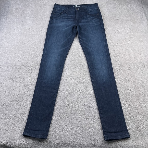 7 For All Mankind Jeans Womens 27 Roxanne Skinny Ankle Dark Wash Stretch Denim - Picture 1 of 12